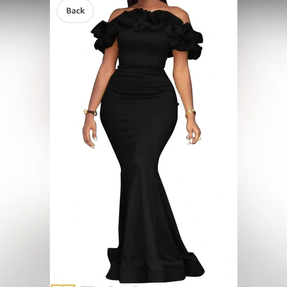 Floor-Length Off Shoulder Ruffles Mermaid Bodycon Party Evening Maxi Dress new - Picture 1 of 5